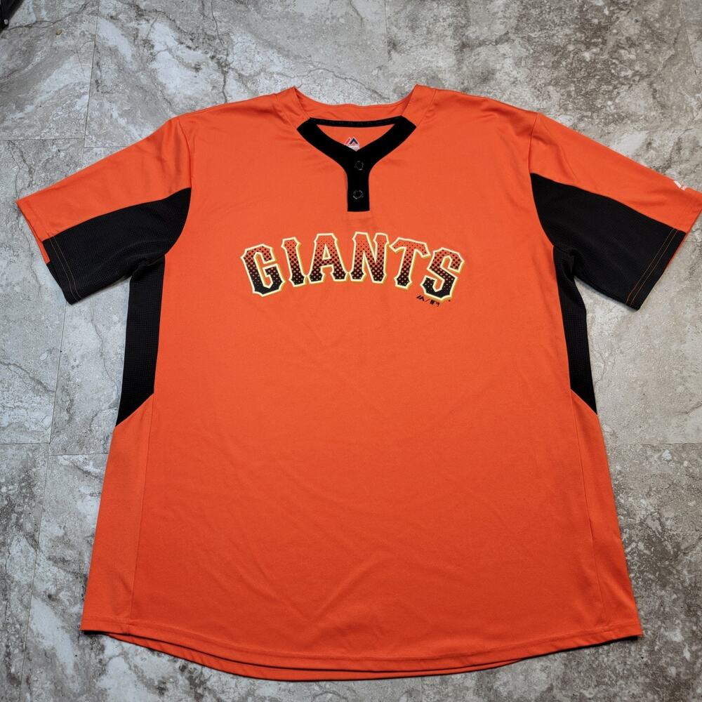 Men XL Giants Logo Shirt Orange Black Short Sleeves Pullover Baseball Sportswear